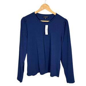 J.Crew Puff-sleeve crewneck T-shirt Navy Blue Cotton Women’s Size Large L NEW